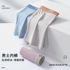 Men's Plain Cotton Straight Leg Panties, Stylish Trendy Youth Middle School Students' Bottoms, Mid-Waist Four-Point Pants, Summer