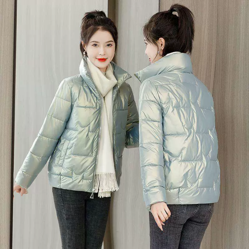 Winter short down jacket with down, brace, Korean style, oversize, increased thickness, slim fit