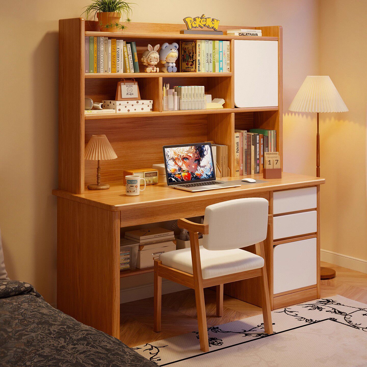 Escritorio y estantería integrados para estudiantes, uso doméstico con almacenamiento en cajones, escritorio de estudio para dormitorio, nuevo modelo 2026, escritorio de oficina para computadora. image 1