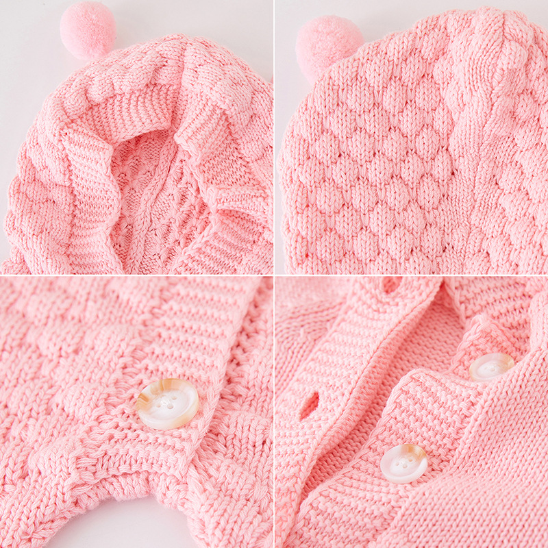 Bebé con capucha de punto mameluco suéter de primavera y otoño niños y niñas suéter de algodón mameluco infantil mono de invierno