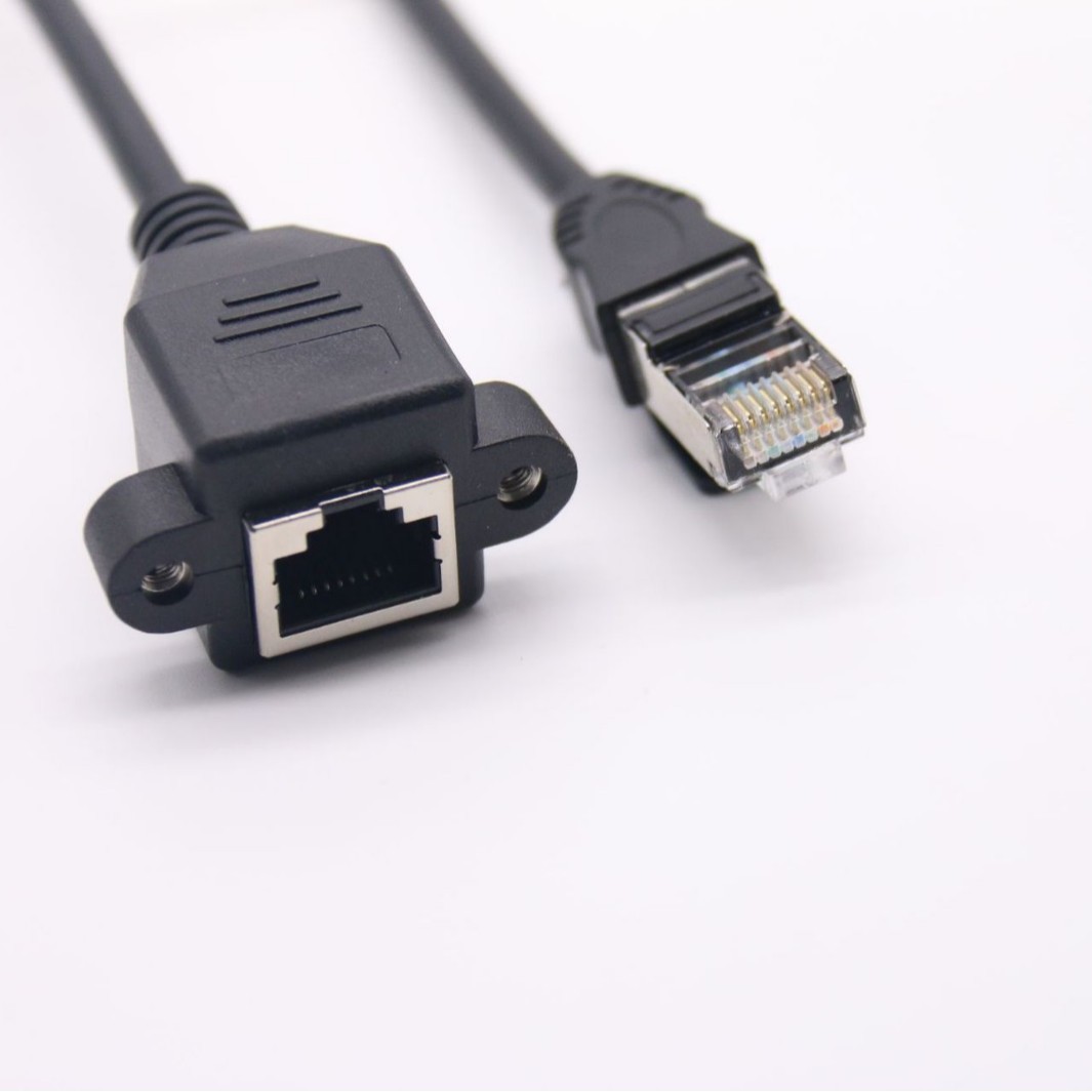 网线延长线带耳朵螺丝孔 可固定rj45超五类CAT5e公对母网络线