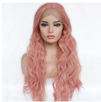 Exportaciones de comercio exterior Pelucas de fibra química antes de encaje maíz permanente pelucas de pelo largo y rizado fabricantes de sombreros al por mayor LW0163