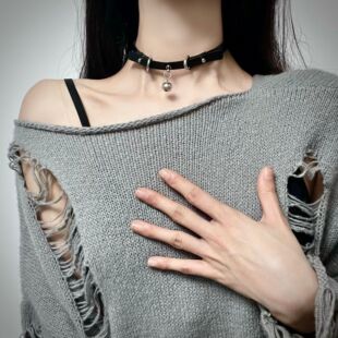 Punk Girl Black Neckband choker Bell Necklace K-style Niche High-end Clavicle Chain Jewelry
