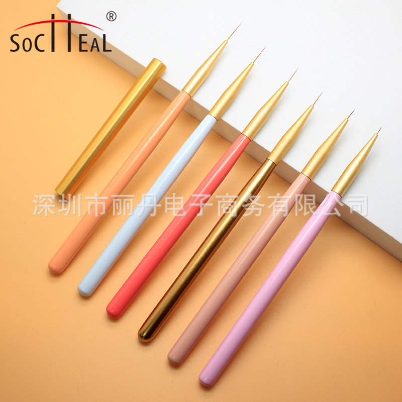 Macaroon solar system new pattern Nail Brush Manufactor Supplying golden Scrub Nail enhancement Fine Pull Pen