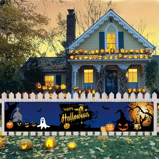 跨境新款happyHalloween条幅定制恐怖气氛数码印刷南瓜万圣节横幅