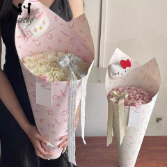 七夕情人节hellokitty尖角一体定型片花束包装纸花店鲜花包装纸
