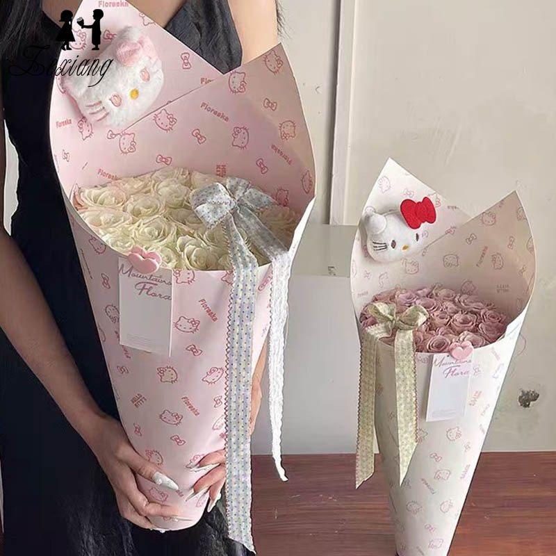 七夕情人节hellokitty尖角一体定型片花束包装纸花店鲜花包装纸|undefined