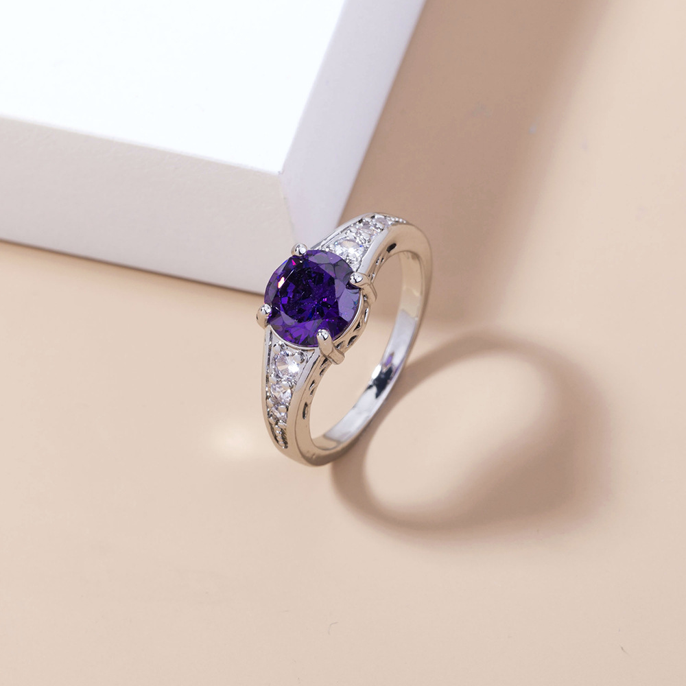 Korean inlaid zirconium violet gem copper ring wholesale Nihaojewelry  NHDB402600picture3