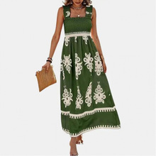 W 94240 V-neck printed maxi dress V ��ӡ����������ȹ�羳