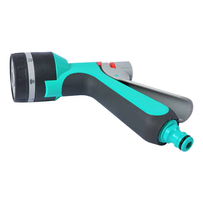 Plástico ABS recubierto de plástico 7 Función de jardín pistola de agua boquilla de riego de lavado de coches domésticos regar verduras lavado piso ducha pistola de agua image 4