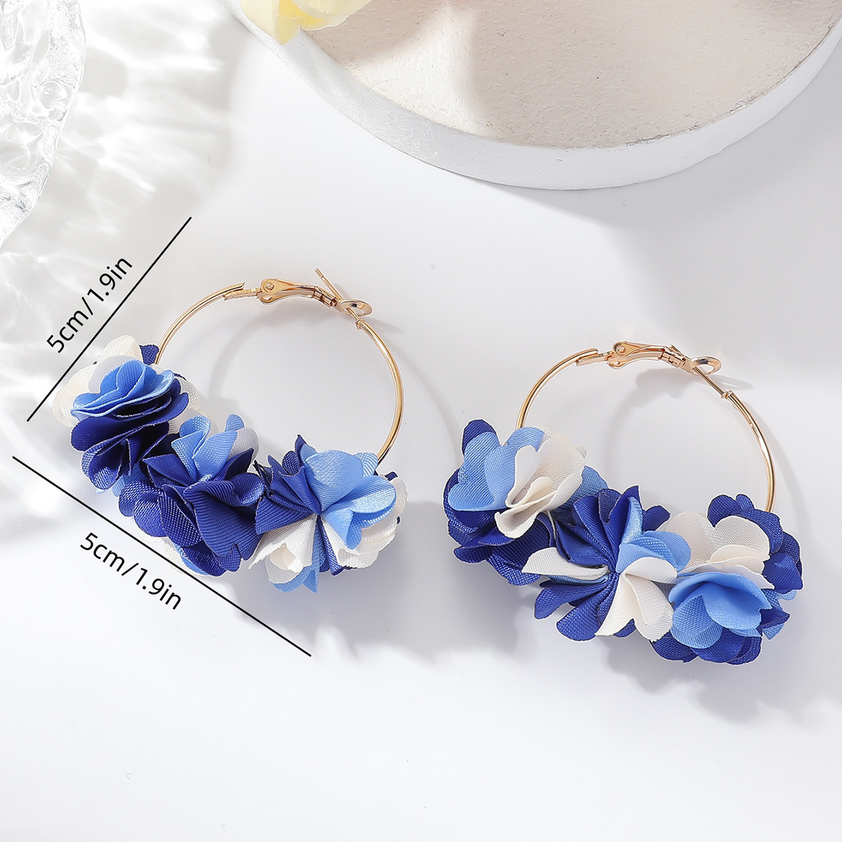 10g Weight 304 Stainless Steel Ear Needle Material Earrings Classification 1 Pair Quantity Travel, Street Occasion Cloth Material Flower Pattern All Seasons Season Women's Gender Sweet Style 1 Pair Sweet Flower Cloth Earrings 1