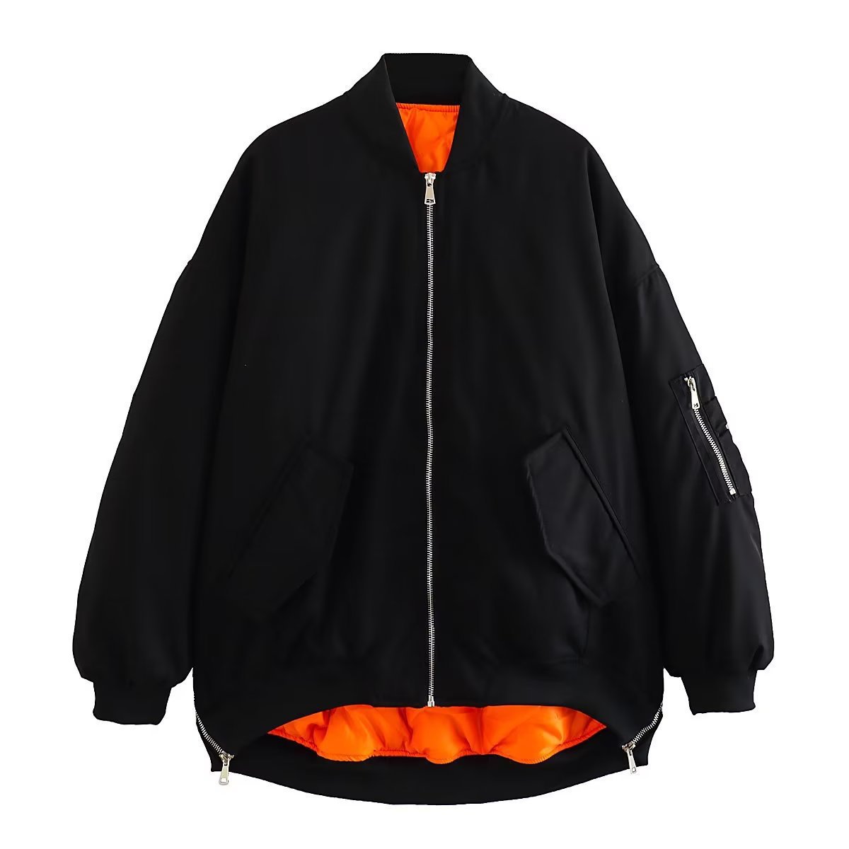 Vêtements pour femmes manteau ample en coton à fermeture éclair pour femme_voghion.com
