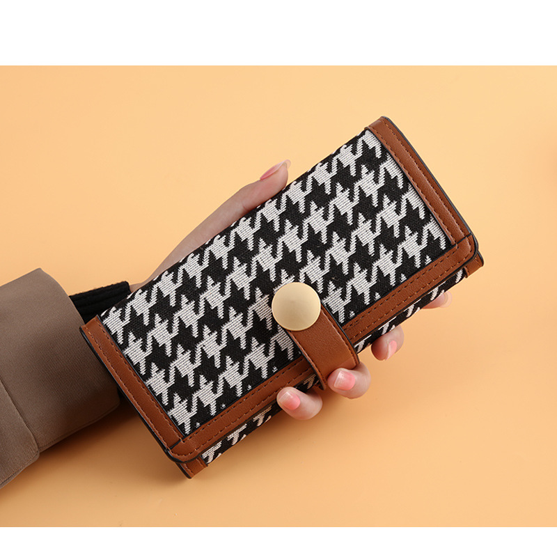 Women's Houndstooth Pu Leather Buckle Wallets display picture 9