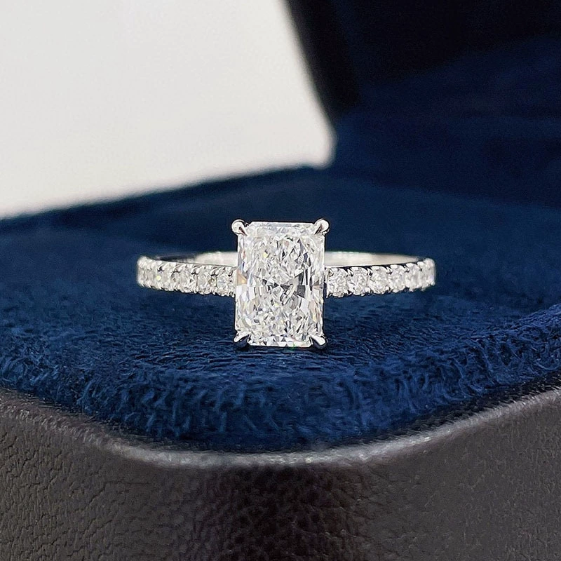 Кольцо из белого золота 18 карат с длинным бриллиантом в 1 карат, женское обручальное кольцо с выращенным бриллиантом, обручальное кольцо с лабораторным бриллиантом, свадебное кольцо, сертификат IGI