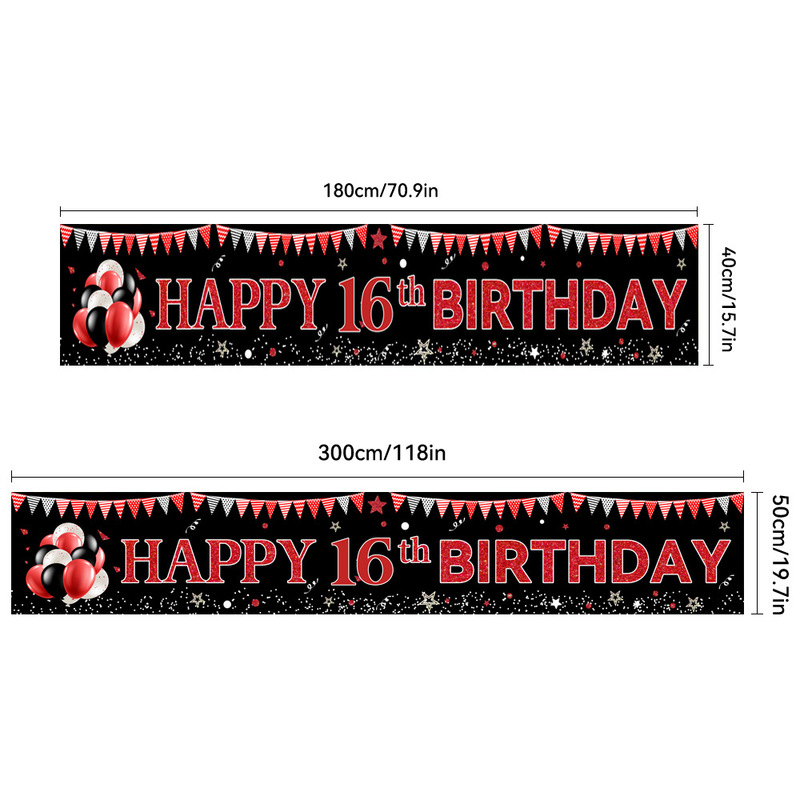 跨境新款生日横幅涤纶派对道具气球场景装饰布置生日挂布背景布|undefined