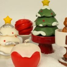 圣诞节蜡烛圣诞树香薰蜡烛客厅卧室除异味香薰摆件圣诞树有火香薰