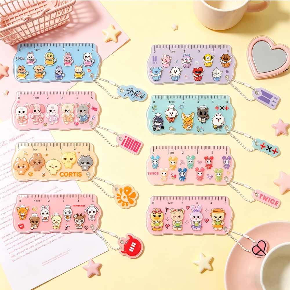 5cm尺子明星Q版卡通CORTIS BL TW SK小直尺学生礼物亚克力挂件DIY