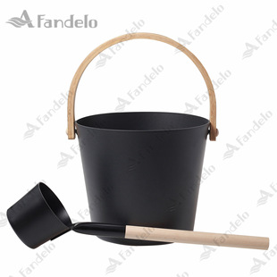 Factory direct sauna aluminum bucket aluminum spoon 5L spray aluminum bucket high temperature black sauna room sweat room