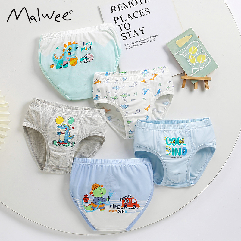 Malwee nuevo tipo de ropa interior para niños, hombre y mujer, ropa interior para niños y niñas, entrepierna transpirable, cintura elástica y cómoda, cinco paquetes