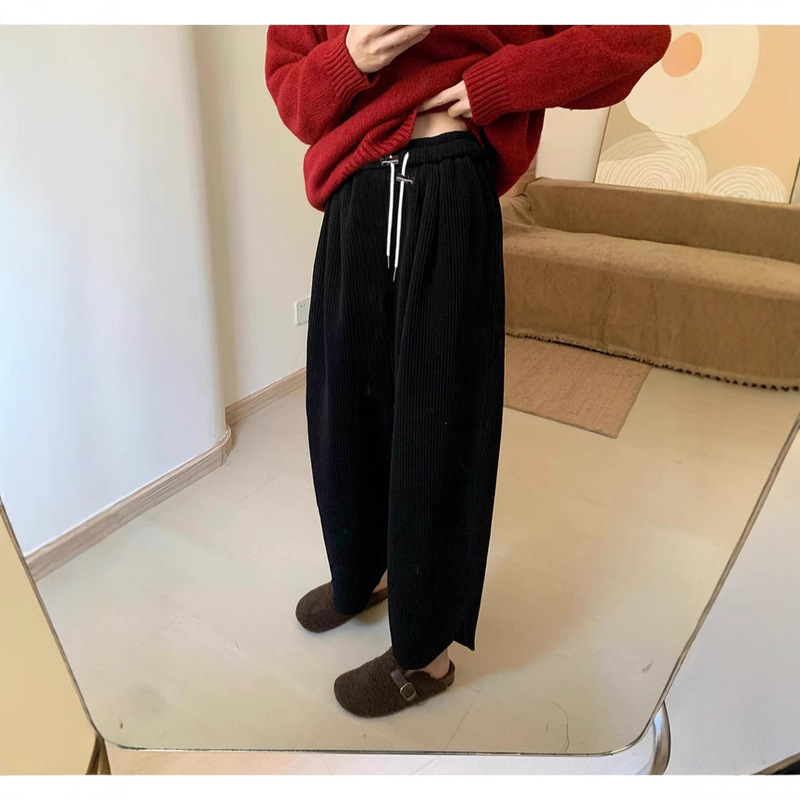 Pregnant Women's Drawstring Chenille Slimming Loose Autumn and Winter Granny Pants Pregnant Women's European Cotton Fleece Casual Wide Leg Straight Leg Pants fleece-lined Pregnant Women's Drawstring Chenille Slimming Loose Autumn and Winter Granny Pants Pregnant Women's European Cotton Fleece Casual Wide Leg Straight Leg Pants fleece-lined