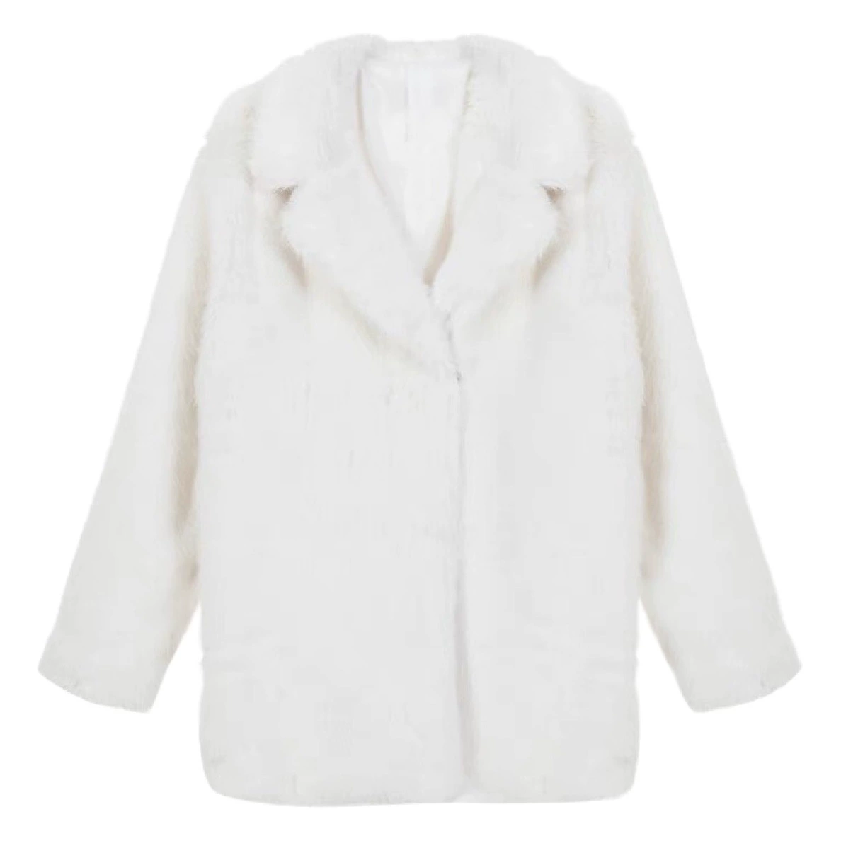 Европейская и американская мода сплошной цвет высокого уровня окружающей среды имитация меха 2024 новая зимняя новая горячая девушка темпераментная короткая куртка прилив