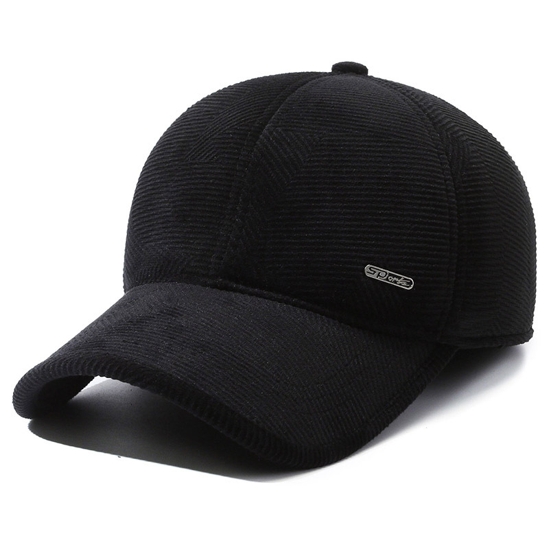 Velvet Baseball Cap For Men Warm Winter Outdoor Hat With Ear Flaps_voghion.com