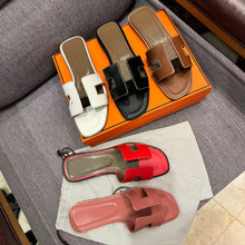 2025新款夏季H拖鞋女时尚外穿百搭平底一字拖凉鞋休闲度假沙滩鞋