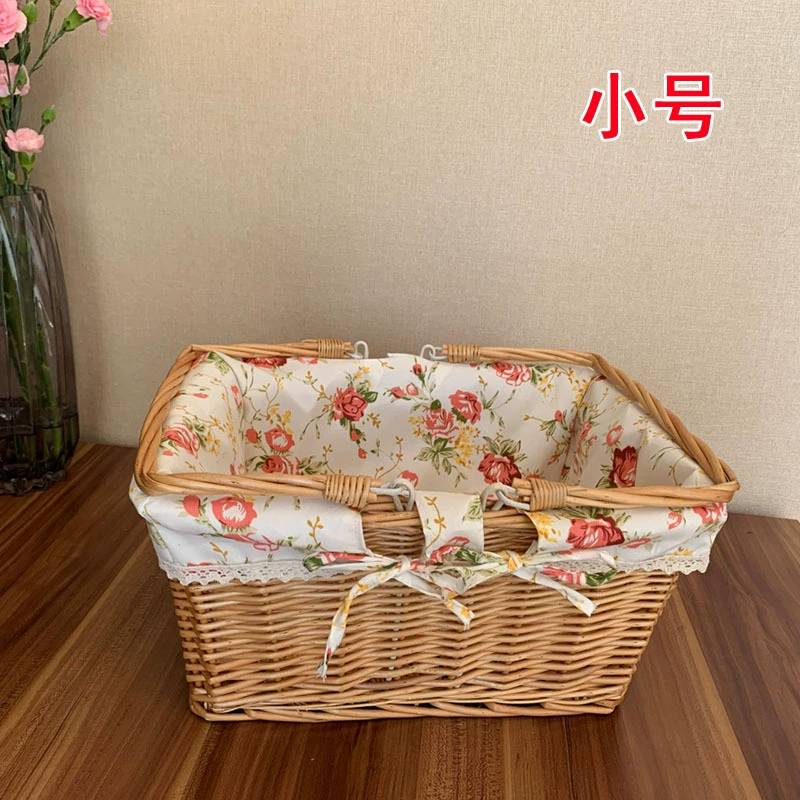 Корзина из ротанга для хранения цветов, корзина для покупок, корзина из ротанга, объёмная корзина зеленая для пикника