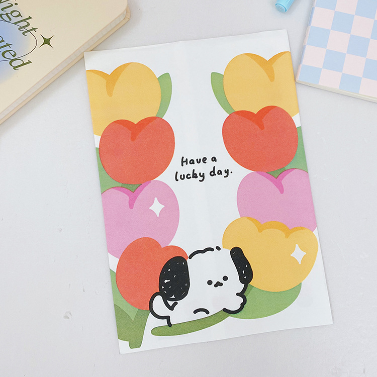 Flor de tinta de dibujos animados lindo jalea perro bolsa de almacenamiento de papel mini bolsa de papel accesorios de decoración