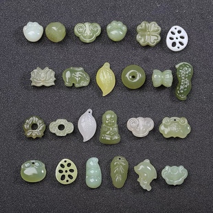 Xinjiang Hetian Jade Sapundum White Jasper Peace Buckle Lotus Chinese Zodiac Accessories Bags Blessing Bracelet Necklace for Men and Women