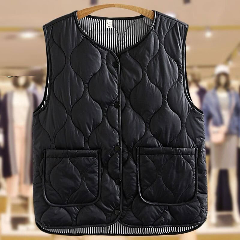 New Style down Cotton Vest for Women, Fashionable Warm Outerwear, Thickened Classic Checkered Vest