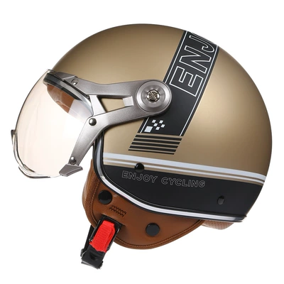 Motosiklet kaskı (dəbilqə), helmet half helmet four-season universal - dark-brown-flower-m