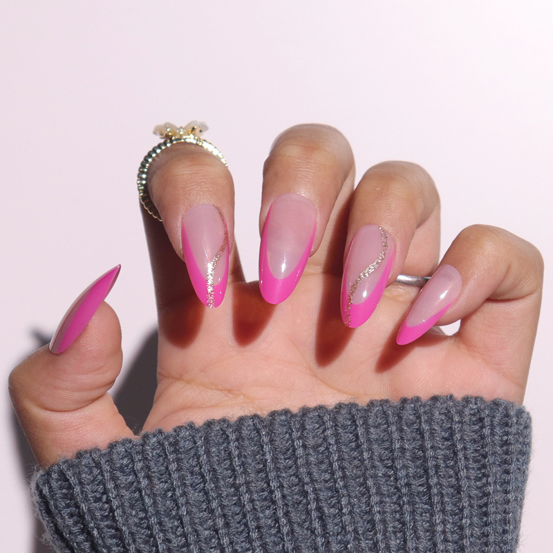 Simple Peach Pink Almond Armor Ripple Gold Powder Embellishment Luxury Fashion European and American Ins Style Wearing Armor Piece