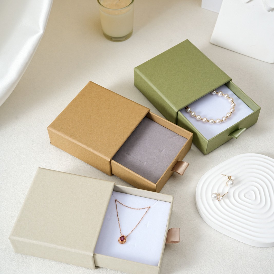 抽屉盒珠宝盒首饰盒高级感耳钉礼盒收纳盒盒子戒指盒包装盒