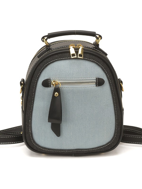 Transfronterizos nuevos denim retro color mochila de comercio exterior moda mochila de ocio de mujer mochila de estilo universitario
