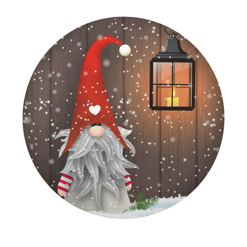 Transfronterizos Amazon temu Navidad lino redondo almohadilla de mesa de corte borde artesanía cocina almohadilla de mesa de comedor