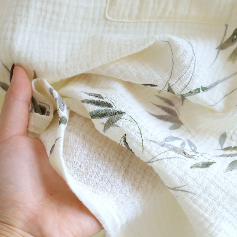 Frühling und Sommer Neuer Japanischer Kimono-Bademantel 100% Baumwollkrepp Damen-Bademantel Dünner Weicher Bequemer Nachthemd Haus-Pyjama für Frauen – Detail 15