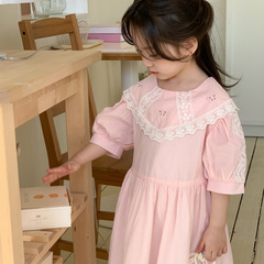 韓國童裝女童連衣裙2024夏季新款女孩洋氣公主裙兒童裙子周歲禮服