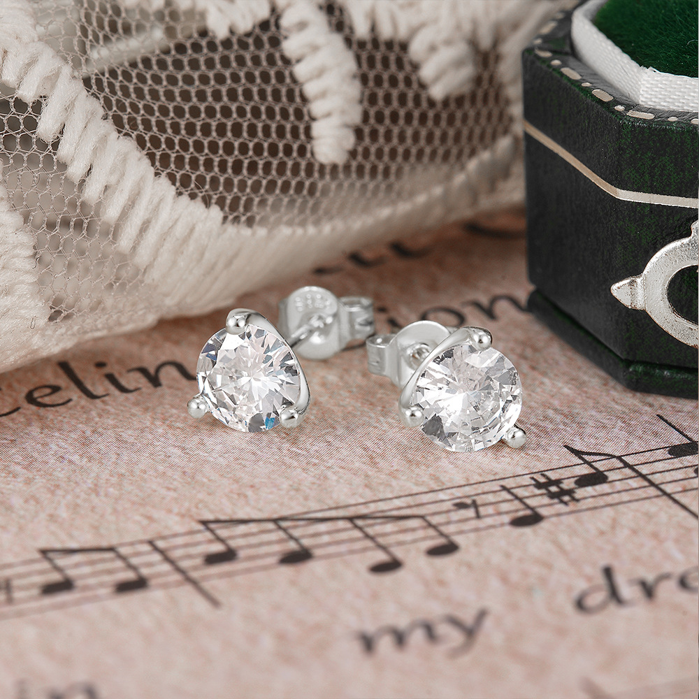 925 Sterling Silver Material 1 Pair 925 Sterling Silver Geometric Solid Color Ear Studs