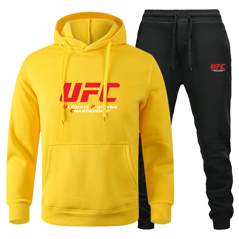 Traje de suéter de hombre transfronterizo de amazon otoño e invierno sudadera con capucha de lana roja UFC comercio exterior ocio traje deportivo
