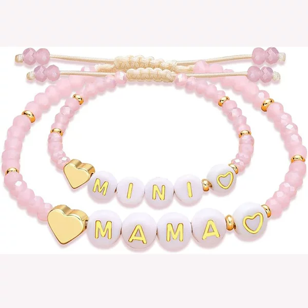 Mammy and Me Crystal Bracelet Back-To-School Season Family Bracelet Kidsren's Letter Colorful Pearl Beaded Bracelet