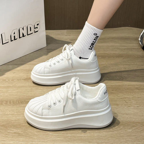 Spring and Autumn New Style White Shoes Women's Student Shoes Shell Toe Casual Sneakers Versatile Sports Flat Shoes