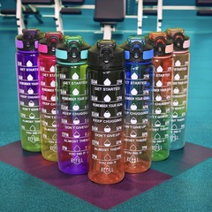 Amazon best-selling large-capacity transparent gradient sports water bottle fitness kettle portable graduated cup outdoor personal cup