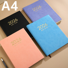 跨境现货2026年a4英文年历本加厚皮面大本子365天每日计划日程本