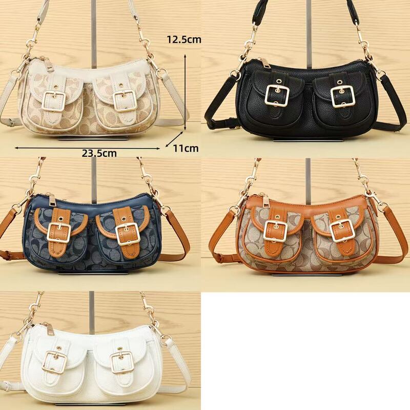 Kouc New Women's Bag Ashton Denim Vintage Motorcycle Underarm Bag Handbag Crossbody Shoulder Baguette Bag