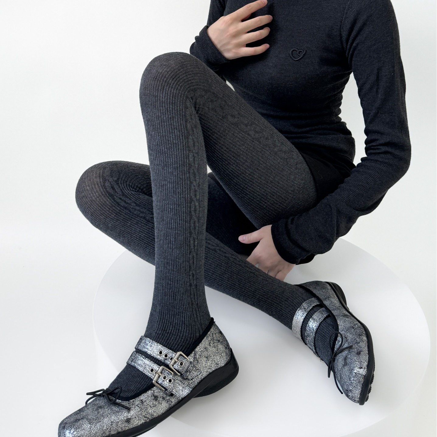 With 30 wool autumn and winter gray pantyhose side twist thread vertical strip thin warm with heel bottoming pants