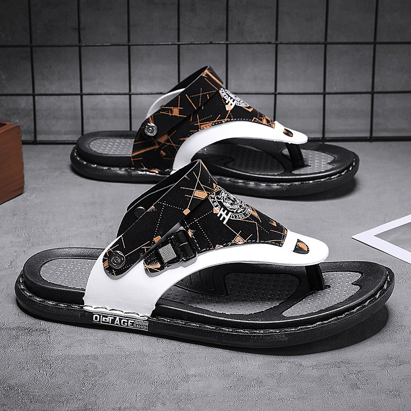 2023 Chinelos Masculinos Tendência de Verão Casacos Antiderrapantes Resistente ao Desgaste Sola Macia Chinelos Masculinos Praia Ao Ar Livre Sandálias de Dupla Utilização_voghion.com