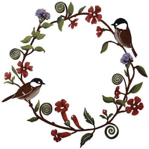 Cross-border metal garden art garland tit metal garland bird window hanging garland iron wreath bird window pendant
