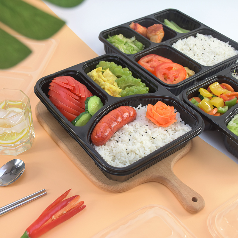 Caja de almuerzo de cinco rejillas caja de almuerzo desechable caja de embalaje para llevar de gran capacidad microondas calefacción caja de almuerzo lote de fábrica