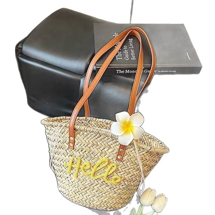 2026 Cross-Border New Straw Woven Bag For Women Trendy Tote Handbag Beach Vacation Bag Bridesmaid Bag - Thumbnail 5